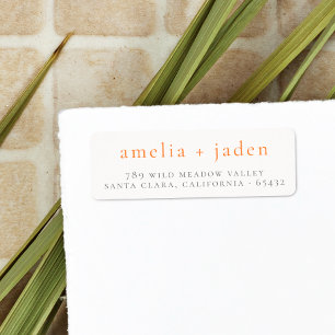 Boho Paar Namen Sinaasappel & Wit Retouradres Etiket