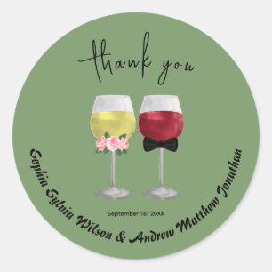 Boho Paar Wijn bruiloft dank u Ronde Sticker