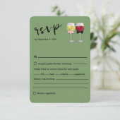  Boho Paar Wijn Wedding Response Kaart (Staand voorkant)