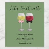  Boho paar wijnbruiloft juichen Wijn Etiket (Enkel label)