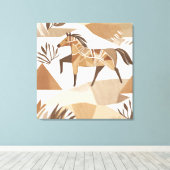 Boho paard Leaf Botanische kunststijl Eenvoudig Mo Canvas Afdruk (Insitu (Houten vloer))