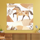 Boho paard Leaf Botanische kunststijl Eenvoudig Mo Canvas Afdruk (Insitu (Woonkamer))