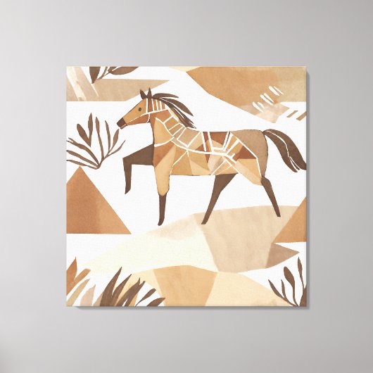 Boho paard Leaf Botanische kunststijl Eenvoudig Mo Canvas Afdruk (Voorkant)
