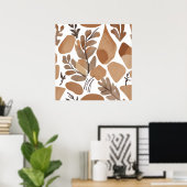 Boho paard Leaf Botanische kunststijl Eenvoudig Mo Poster (Thuiskantoor)