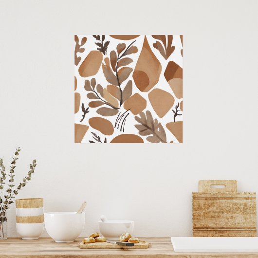 Boho paard Leaf Botanische kunststijl Eenvoudig Mo Poster (Keuken)