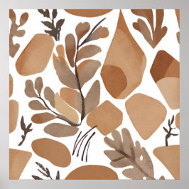 Boho paard Leaf Botanische kunststijl Eenvoudig Mo Poster