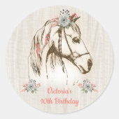 Boho Paard Verjaardagsfeestje Stickers (Voorkant)