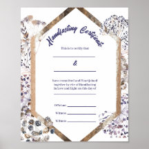 Boho paardebloem Pagan Handfasting Certificaat