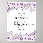 Boho Paars Baby shower Welkomstteken Poster (Voorkant)