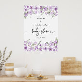 Boho Paars Baby shower Welkomstteken Poster (Keuken)