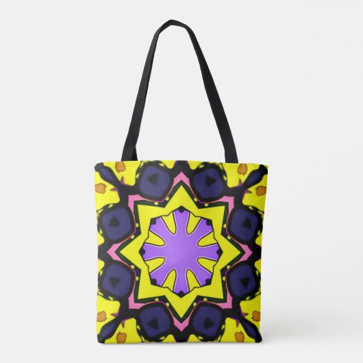 Boho paars, blauw, roze design. Een verklaring afl Tote Bag (Achterkant)