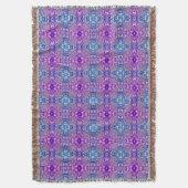 Boho Paars Blue Flower Pattern Throw Blanket Deken (Voorkant Verticaal)