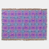 Boho Paars Blue Flower Pattern Throw Blanket Deken (Voorkant)