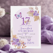 Boho Paars Butterfly Arch 17th Birthday Kaart