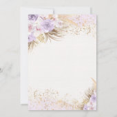 Boho Paars Butterfly Pampas Grass Baby shower Kaart (Achterkant)