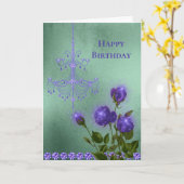 Boho Paars Chandelier Diamond Floral Birthday Kaart (Gele Bloem)