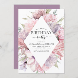 Boho Paars Elke Age Birthday Floral Kaart