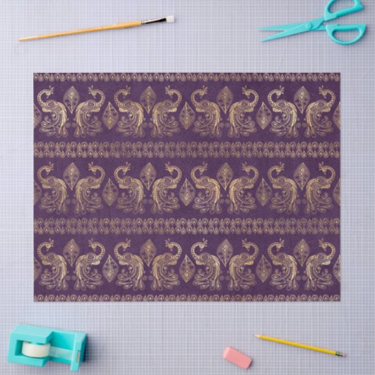 Boho Paars en Gold Peacock - Ontkoppeling Tissuepapier (Craft)