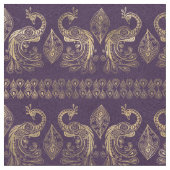 Boho Paars en Gold Peacock Stof (Close Up)