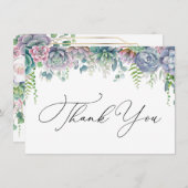 Boho Paars en Groen Succulent Dank u (Voorkant / Achterkant)