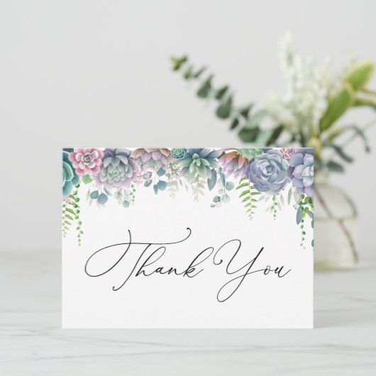 Boho Paars en Groen Succulent Dank u (Staand voorkant)