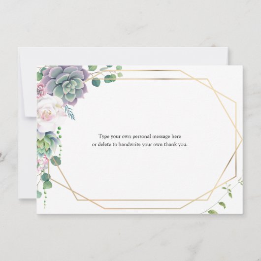 Boho Paars en Groen Succulent Dank u (Achterkant)