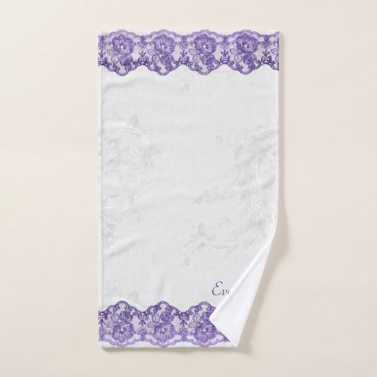 Boho Paars Faux Lace Personalized Bad Handdoek (Handdoek)