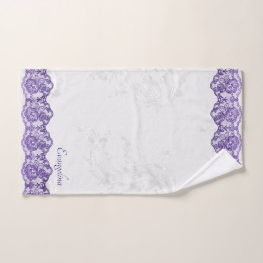 Boho Paars Faux Lace Personalized Bad Handdoek (Handdoek)
