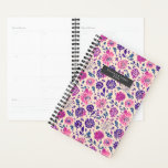 Boho Paars Floral Pattern Planner<br><div class="desc">Paarse boho inspireerde een floraal botanisch patroon. Personaliseer met naam op voorzijde.</div>