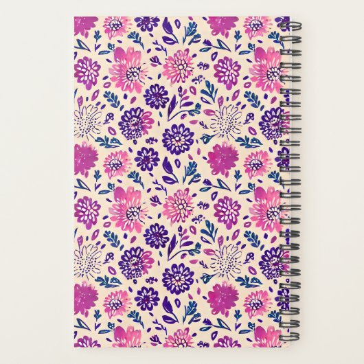 Boho Paars Floral Pattern Planner (Achterkant)