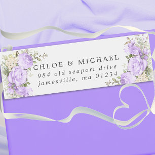 Boho Paars Floral Rustic Wedding Return Address Etiket