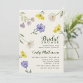 Boho Paars & Geel Wilde Bloemen Bruidsdouche Kaart (Staand voorkant)