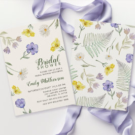 Boho Paars & Geel Wilde Bloemen Bruidsdouche Kaart