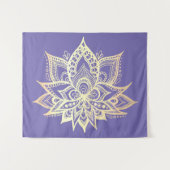 Boho Paars Gold Lotus Flower Mandala Art Wandkleed (Voorkant (horizontaal))