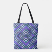 Boho Paars, Groen & Wit Tribal Geïnspireerd Tote Bag (Achterkant)