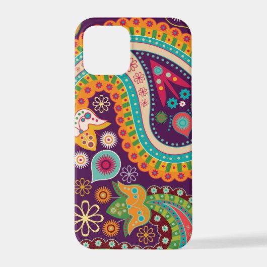 Boho Paars Hippy 60s Retro Paisley Samsung Galaxy iPhone Hoesje (Achterkant)