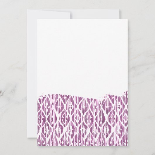 Boho Paars Ikat Baby shower per post Kaart (Achterkant)