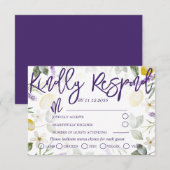 Boho Paars Lavender & Lemons Wedding RSVP (Voorkant / Achterkant)