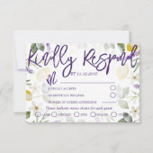 Boho Paars Lavender & Lemons Wedding RSVP Kaartje (Voorkant)