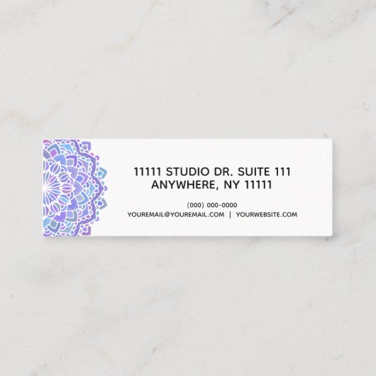 Boho Paars Mandala Yoga Mini Visitekaartje (Achterkant)