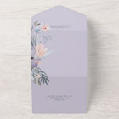 Boho Paars Pink & Blue Floral Lavender QR Code All In One Uitnodiging (Buitenkant)