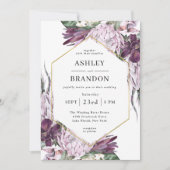 Boho Paars Plum Tropical Botanical Wedding Kaart (Voorkant)