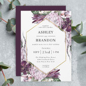 Boho Paars Plum Tropical Botanical Wedding Kaart