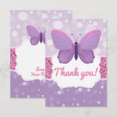 Boho Paars roze glitter Bedankkaart (Voorkant / Achterkant)