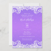 Boho Paars Roze & Witte Kanten Bruidsfeest Kaart (Voorkant)