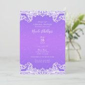 Boho Paars Roze & Witte Kanten Bruidsfeest Kaart (Staand voorkant)