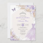 Boho Paars Silver Rozen Quinceañera Mis Quince 15 Kaart (Voorkant)