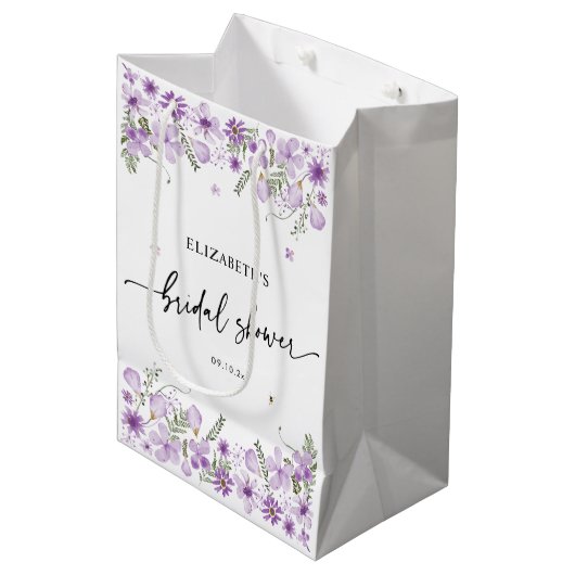 Boho Paars Vrijgezellenfeest Middelgrote Gift Bag Medium Cadeauzakje (Voorkant Gekanteld)