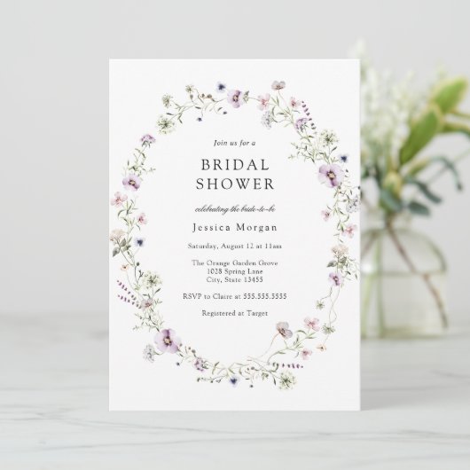 Boho Paars Wildflower Wreator Vrijgezellenfeest Kaart (Staand voorkant)