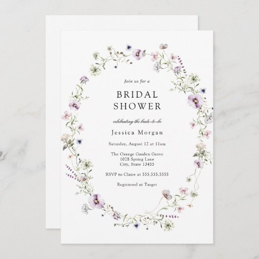 Boho Paars Wildflower Wreator Vrijgezellenfeest Kaart (Voorkant / Achterkant)